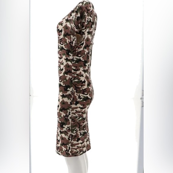 SEED TO STYLE Dress Organically Camouflage T-Shirt Ruched Side Dress - Picture 15 of 15